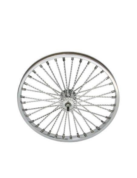 20 Steel Front Wheel Twisted 36 Spoke 8gChrome 3/8 Axle Single Wall Chrome.